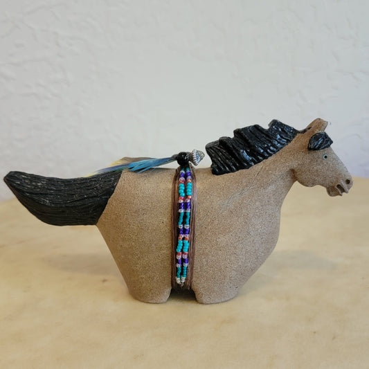 Harold Davidson Two Toned Alabaster Navajo Horse on the Run Zuni Fetish