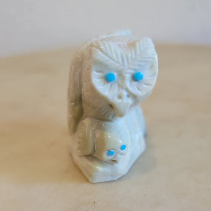 Serpentine Owl And Owlet Zuni Fetish