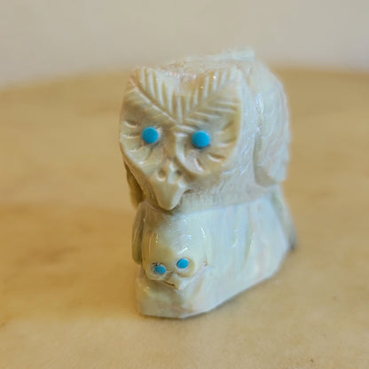 Serpentine Owl And Owlet Zuni Fetish