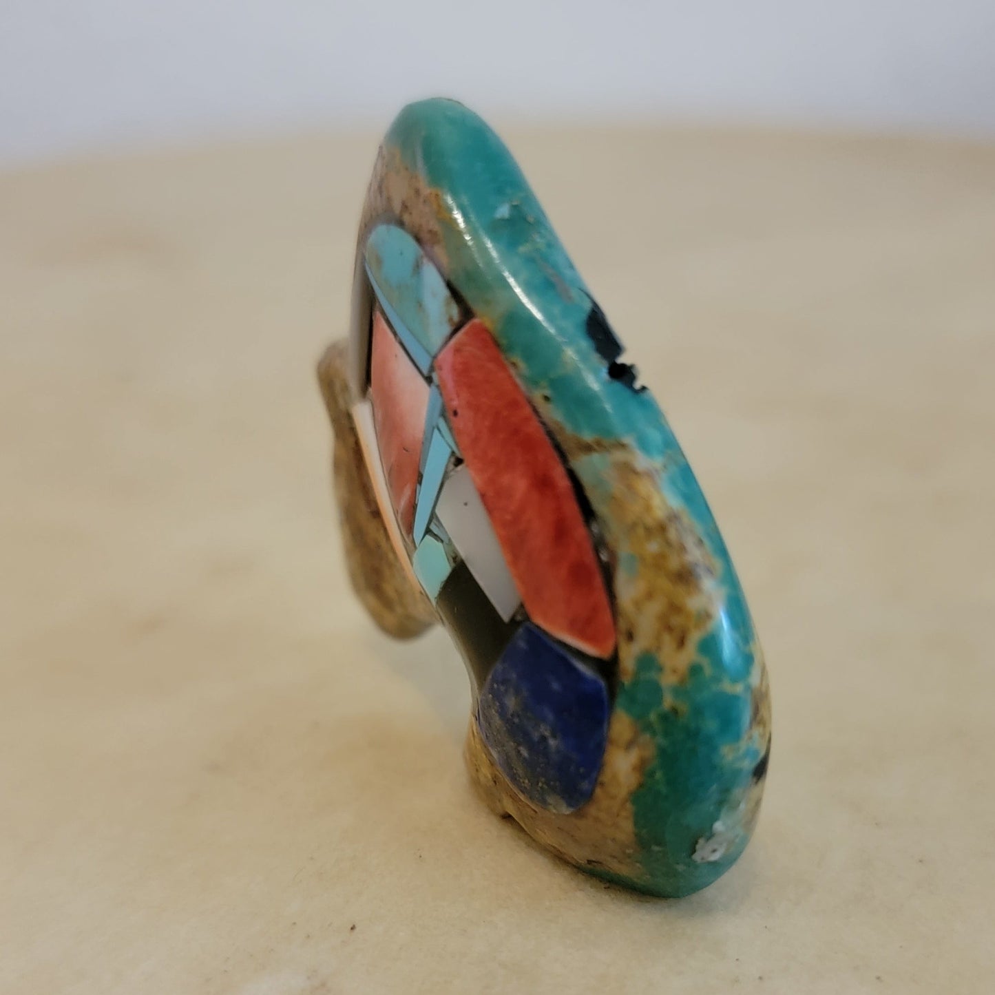 Chad Quandelacy Turquoise and Mosaic Inlay "Bearden" Zuni Fetish