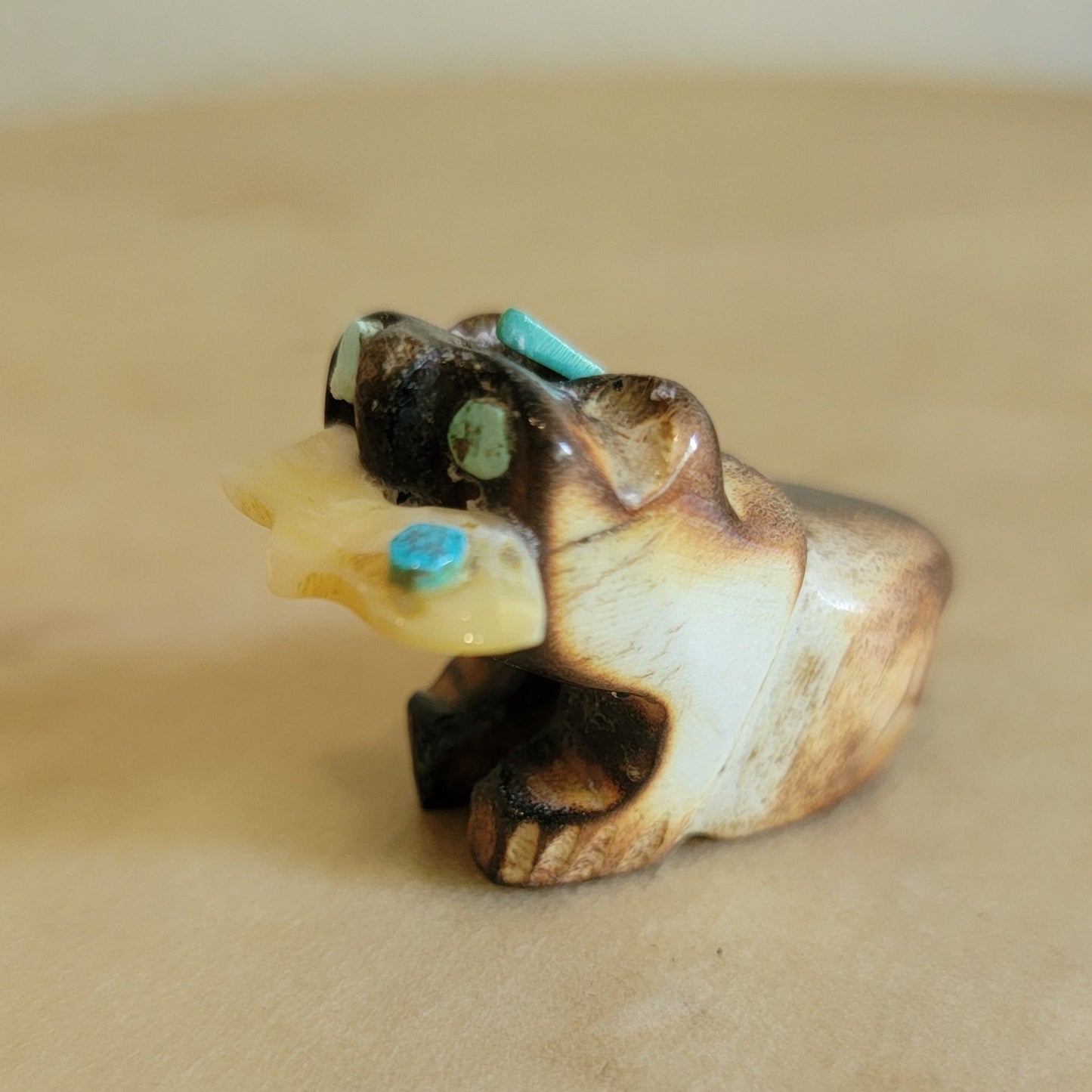 Burnished Antler Bear w/ Fish  Zuni Fetish