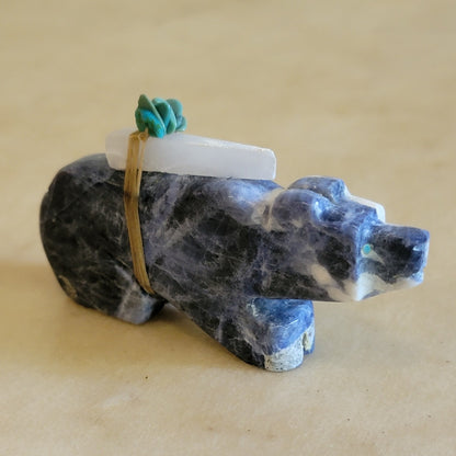 Danny Lonjose Sodalite Bear w/Pack Zuni Fetish