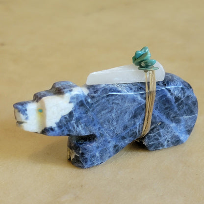 Danny Lonjose Sodalite Bear w/Pack Zuni Fetish