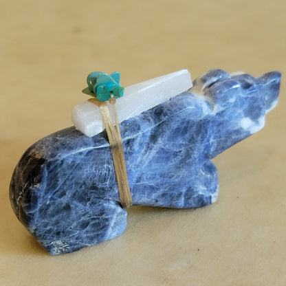 Sodalite Bear w/Pack Zuni Fetish