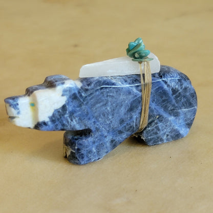 Sodalite Bear w/Pack Zuni Fetish