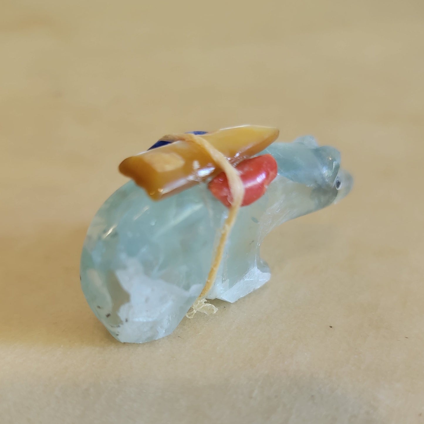 Priscilla Lasiloo Quandelacy Fluorite Bear w/Pack Zuni Fetish