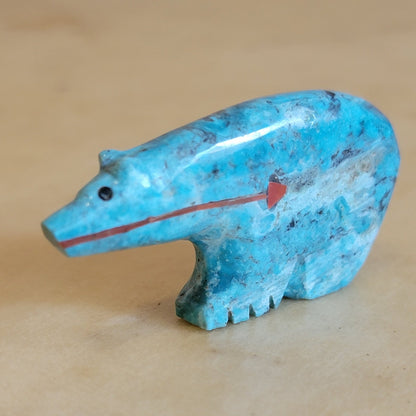 Elegant Turquoise Bear Zuni Fetish