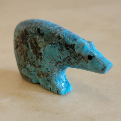 Elegant Turquoise Bear Zuni Fetish