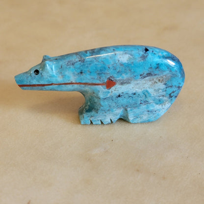 Elegant Turquoise Bear Zuni Fetish