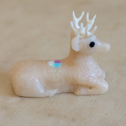 Raybert Kanteena Peach Alabaster Dainty Deer Zuni Fetish