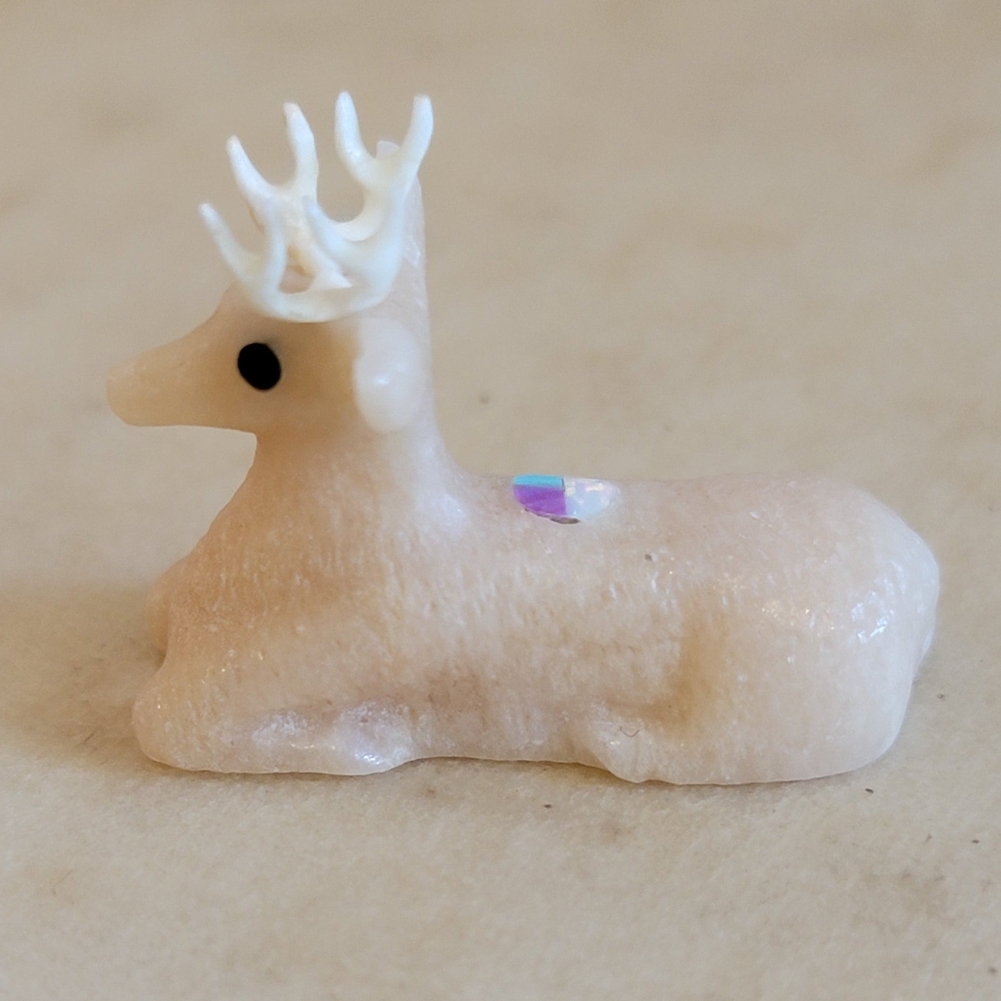 Raybert Kanteena Peach Alabaster Dainty Deer Zuni Fetish