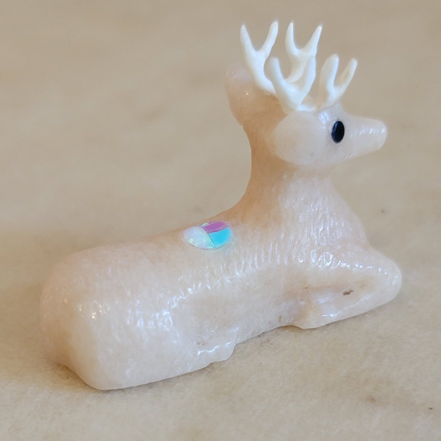 Raybert Kanteena Peach Alabaster Dainty Deer Zuni Fetish