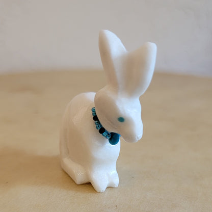 White Marble Bunny Rabbit Zuni Fetish