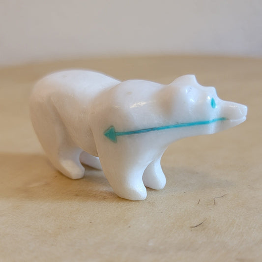 Andres Lementino White Marble Grizzly Bear Zuni Fetish