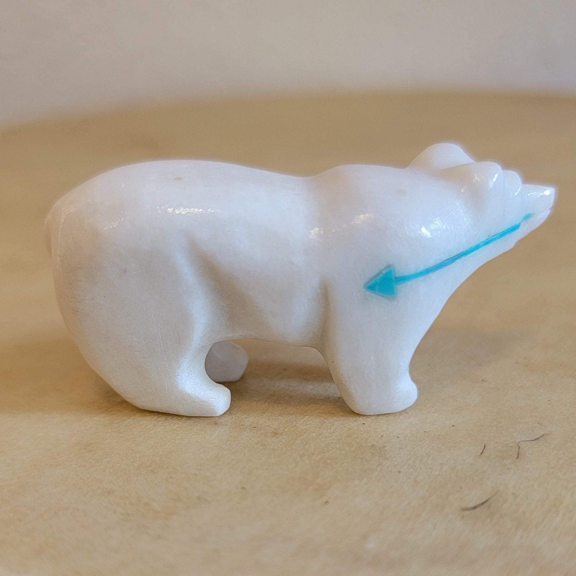 Andres Lementino White Marble Grizzly Bear Zuni Fetish