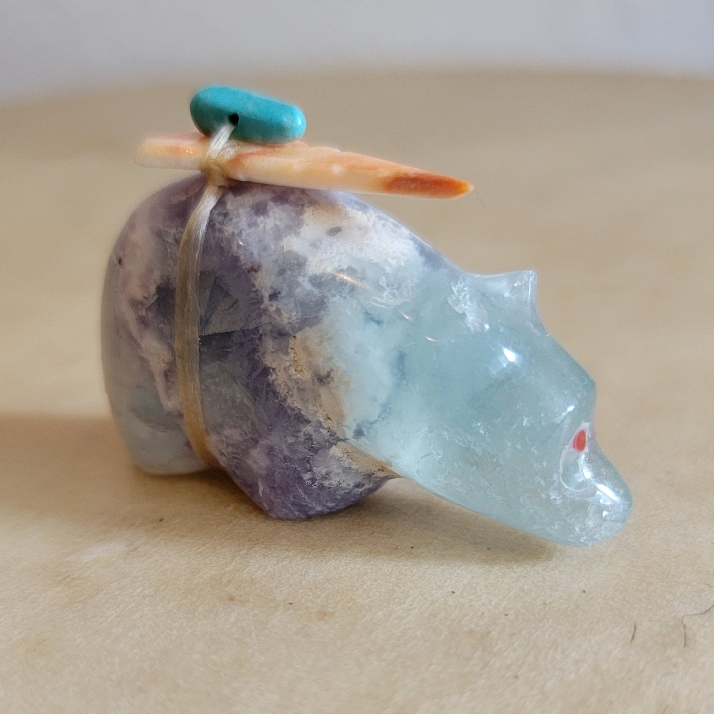 Daphne Quam Beautiful Rainbow Fluorite Zuni Fetish Bear