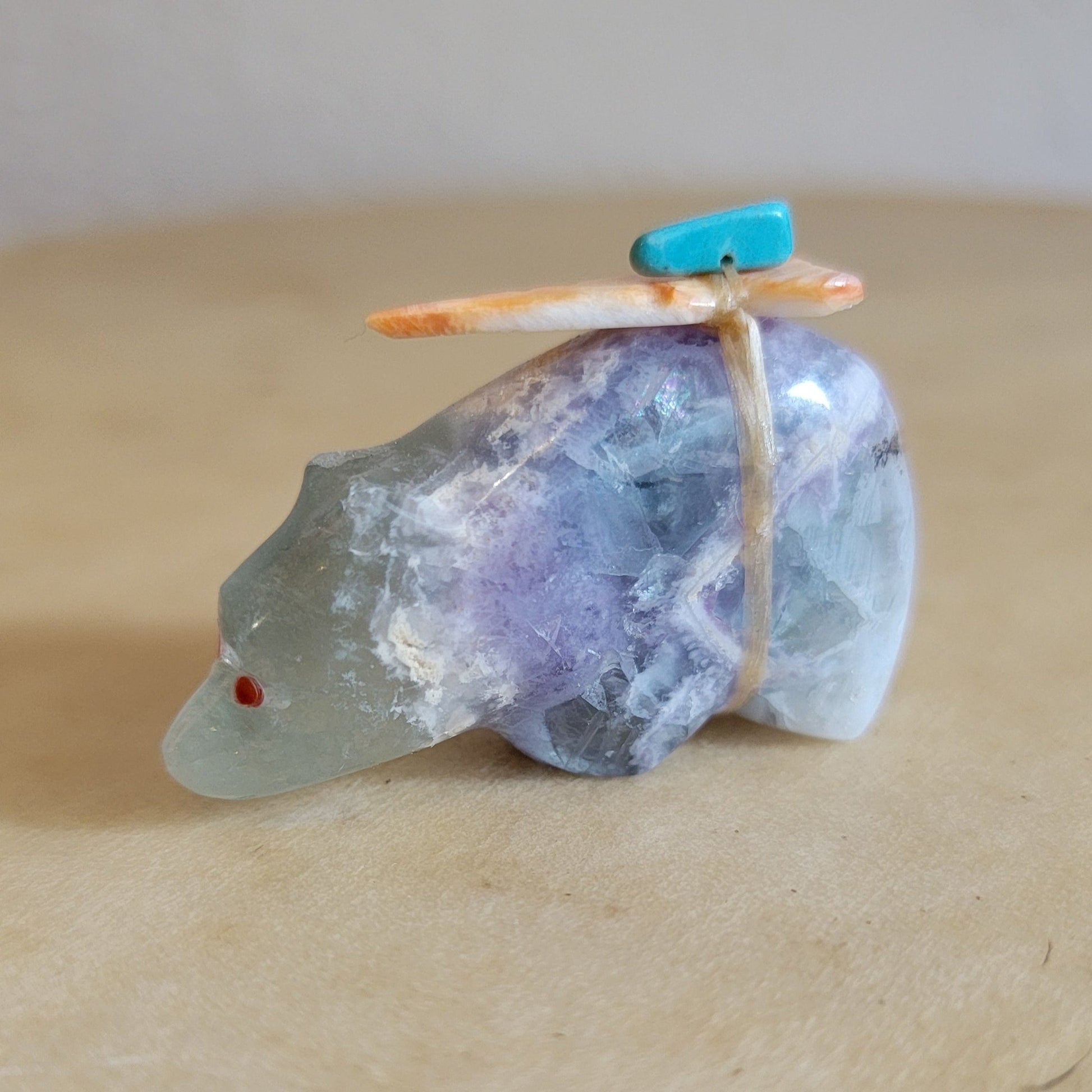 Daphne Quam Beautiful Rainbow Fluorite Zuni Fetish Bear