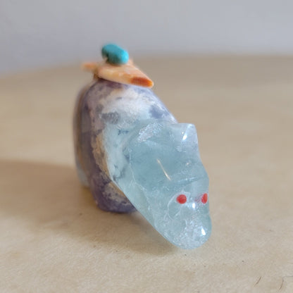 Rainbow Fluorite Bear  Zuni Fetish