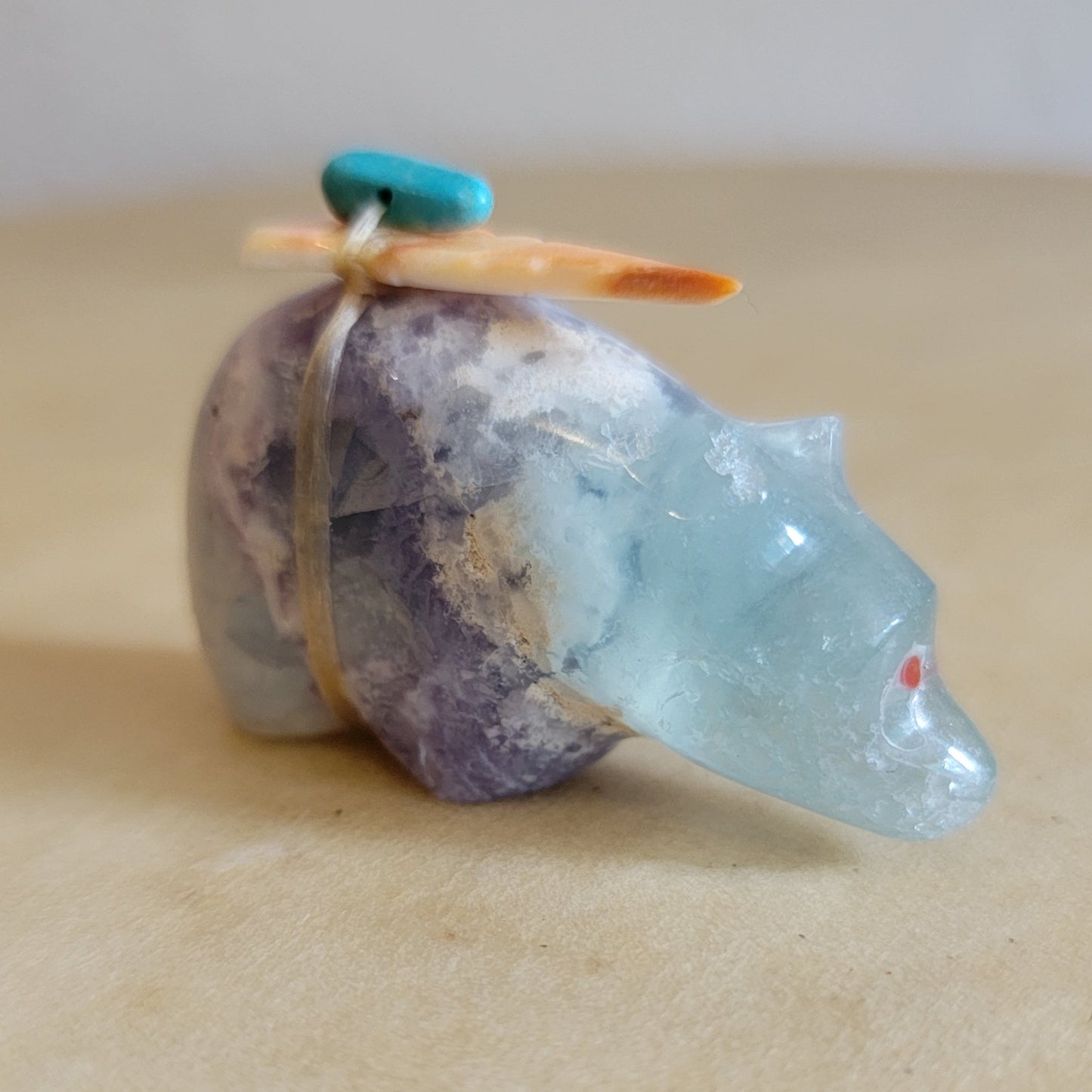 Rainbow Fluorite Bear  Zuni Fetish