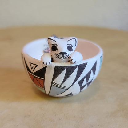 Judy Lewis Acoma Pueblo Pottery w/ Kitty and Butterfly Bowl