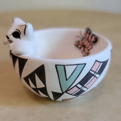 Judy Lewis Acoma Pueblo Pottery w/ Kitty and Butterfly Bowl