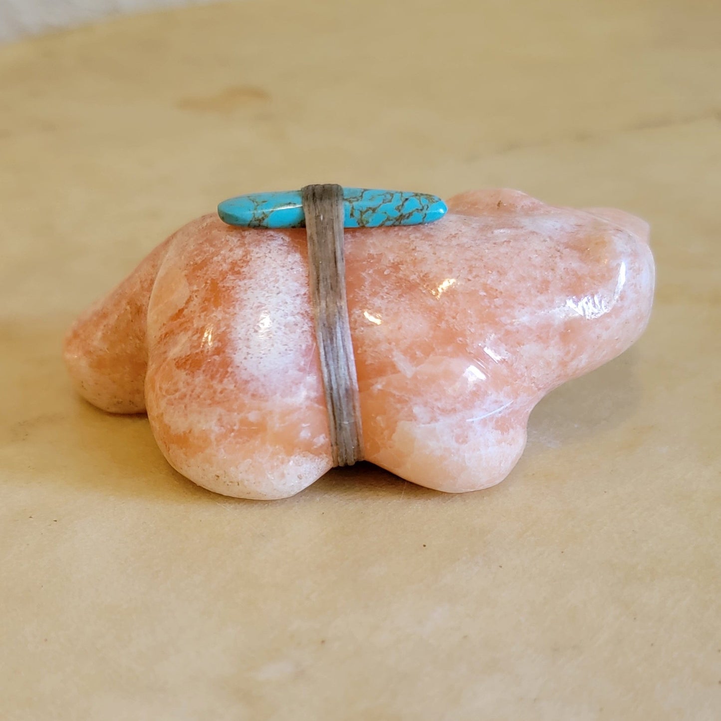 Orange Alabaster Bear Zuni Fetish