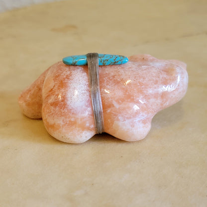 Orange Alabaster Bear Zuni Fetish