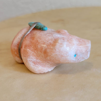 Orange Alabaster Bear Zuni Fetish