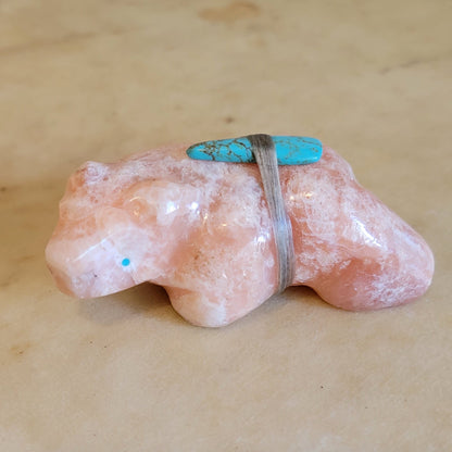 Orange Alabaster Bear Zuni Fetish