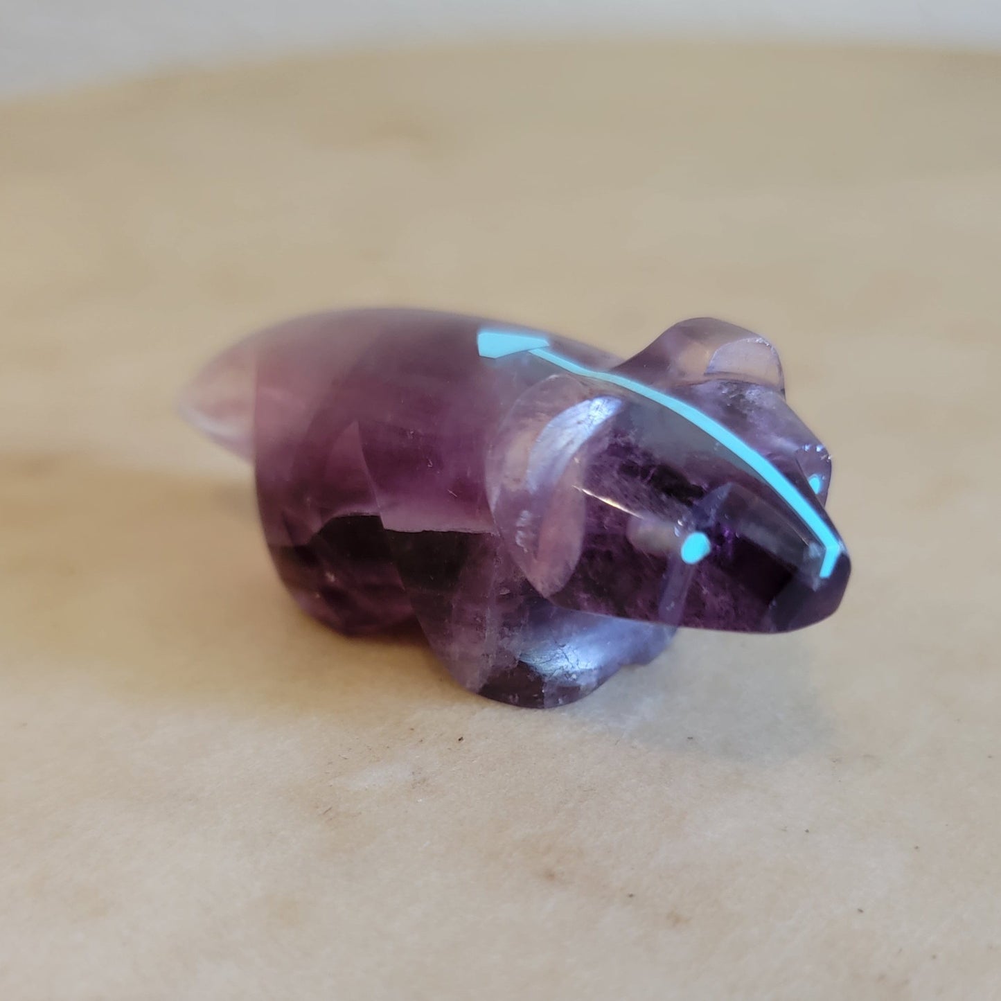 Kenric Laiwakete Elegant Fluorite Zuni Fetish Badger