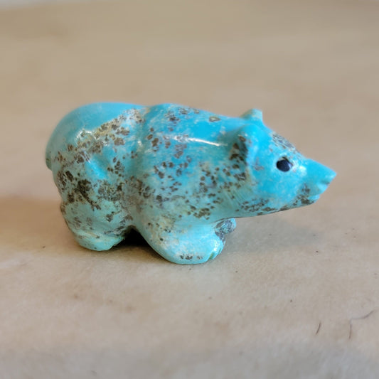 Roy Davis Navajo Natural Fox Turquoise Bear Zuni Fetish