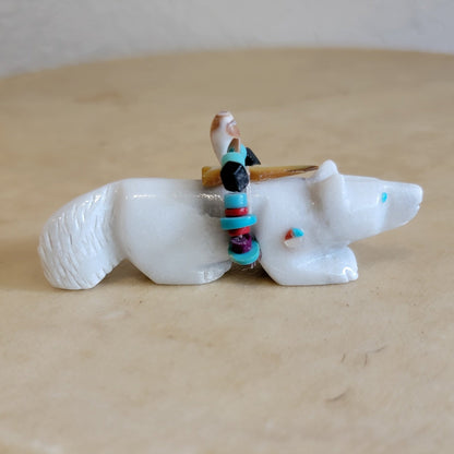 Michael Laweka White Marble Zuni Fetish Wolf