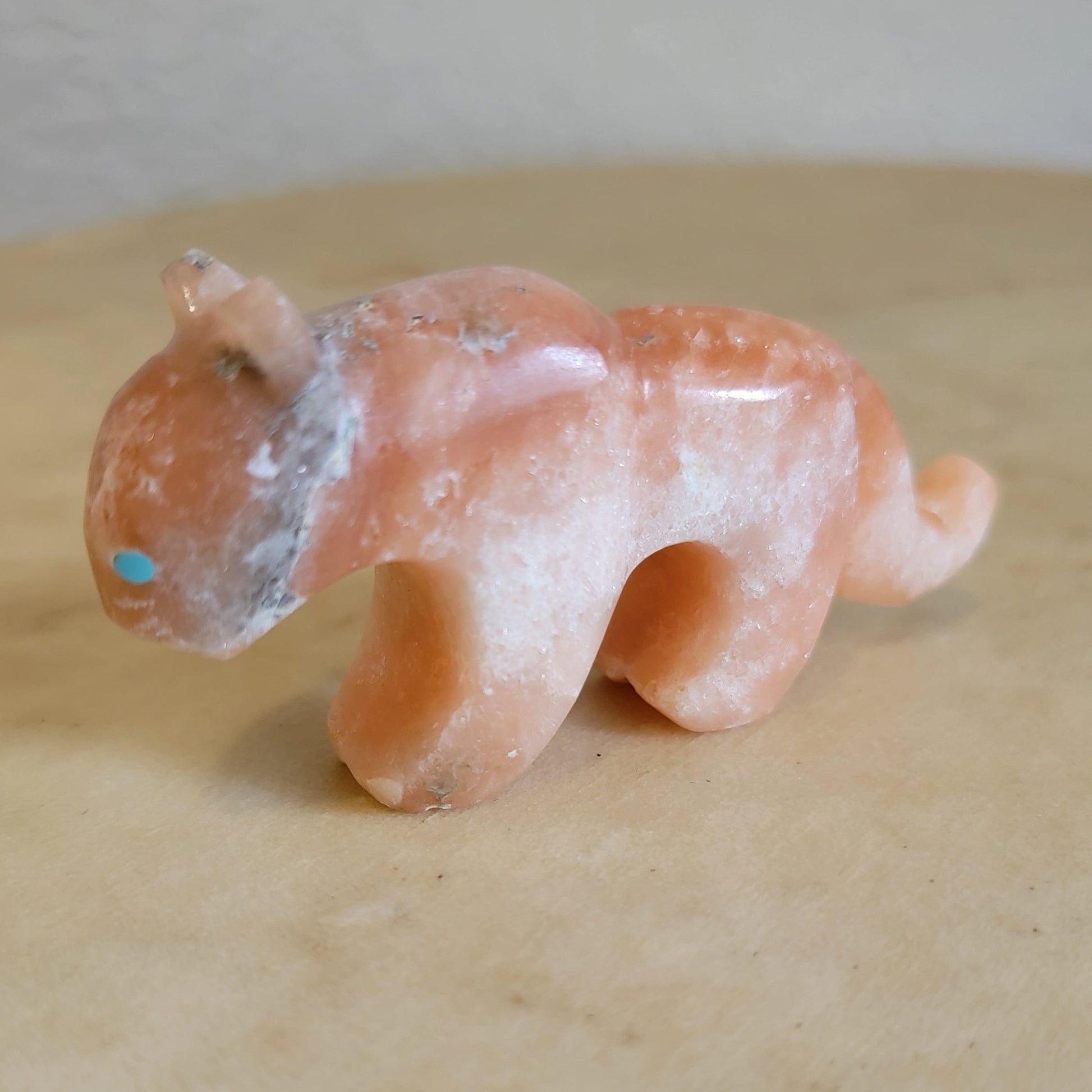 Kenric Laiwakete Sleek Alabaster Mountain Lion Zuni Fetish