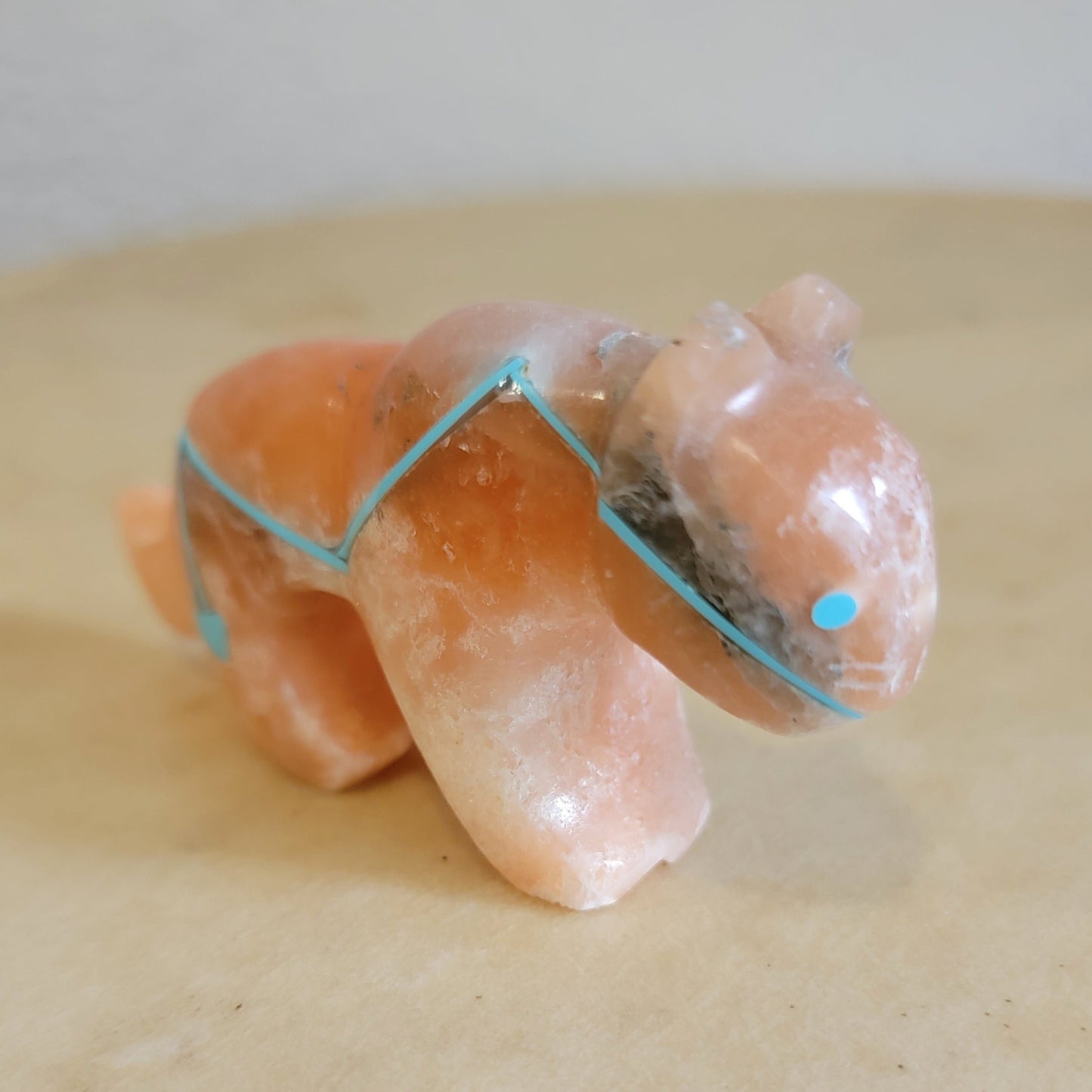 Kenric Laiwakete Sleek Alabaster Mountain Lion Zuni Fetish