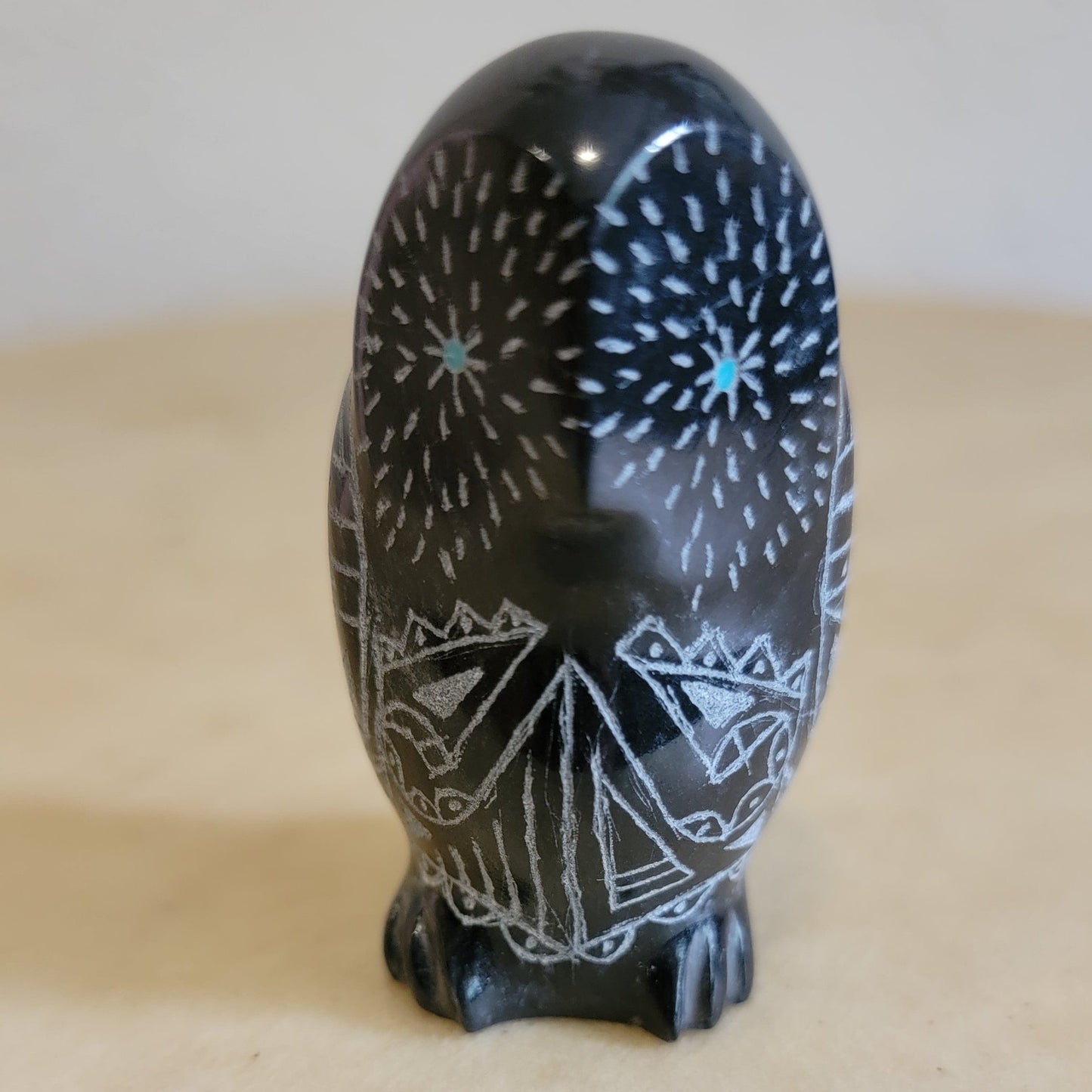 Curtis Garcia Perfect Black Marble Zuni Fetish Owl