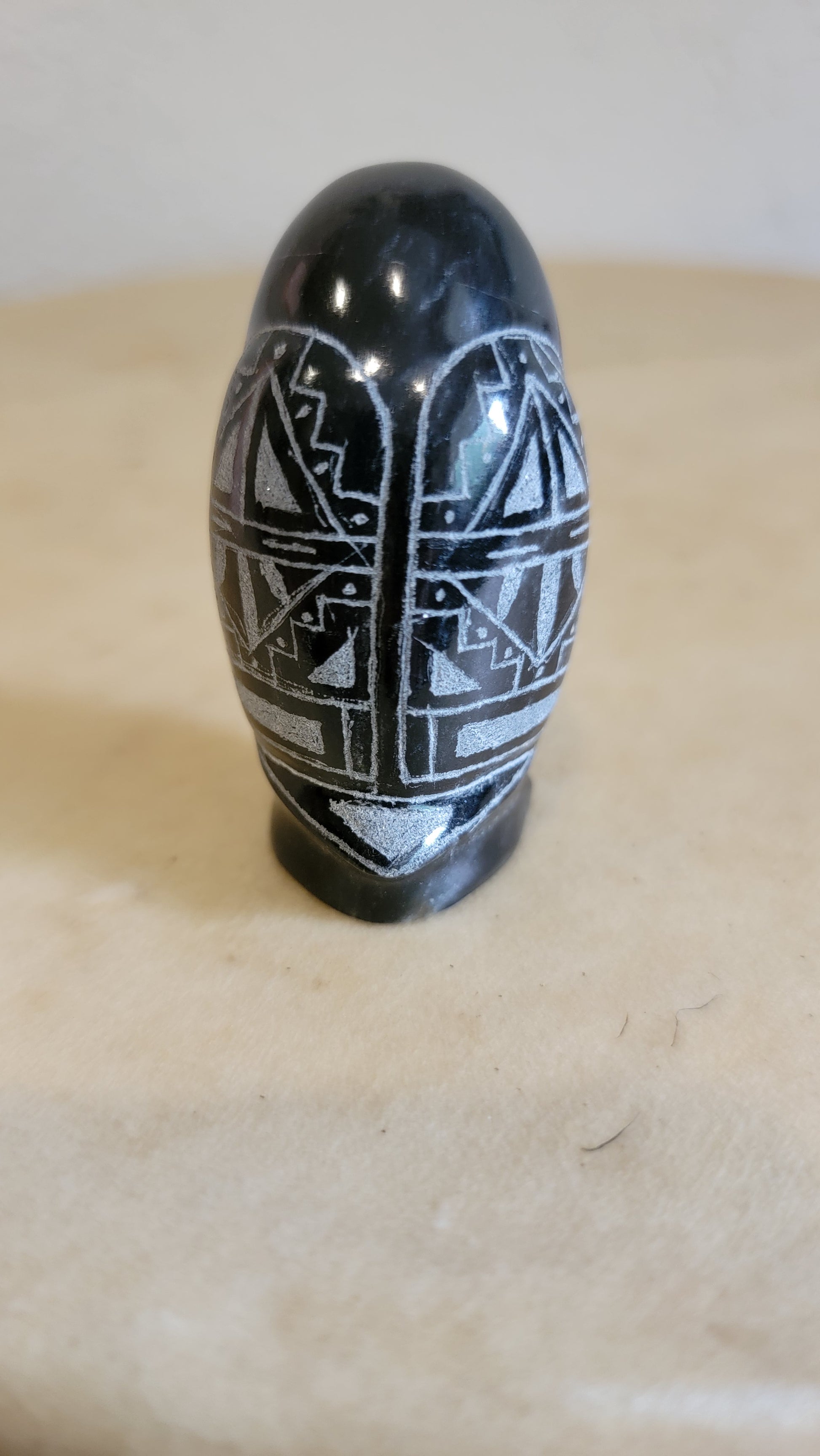 Curtis Garcia Perfect Black Marble Zuni Fetish Owl