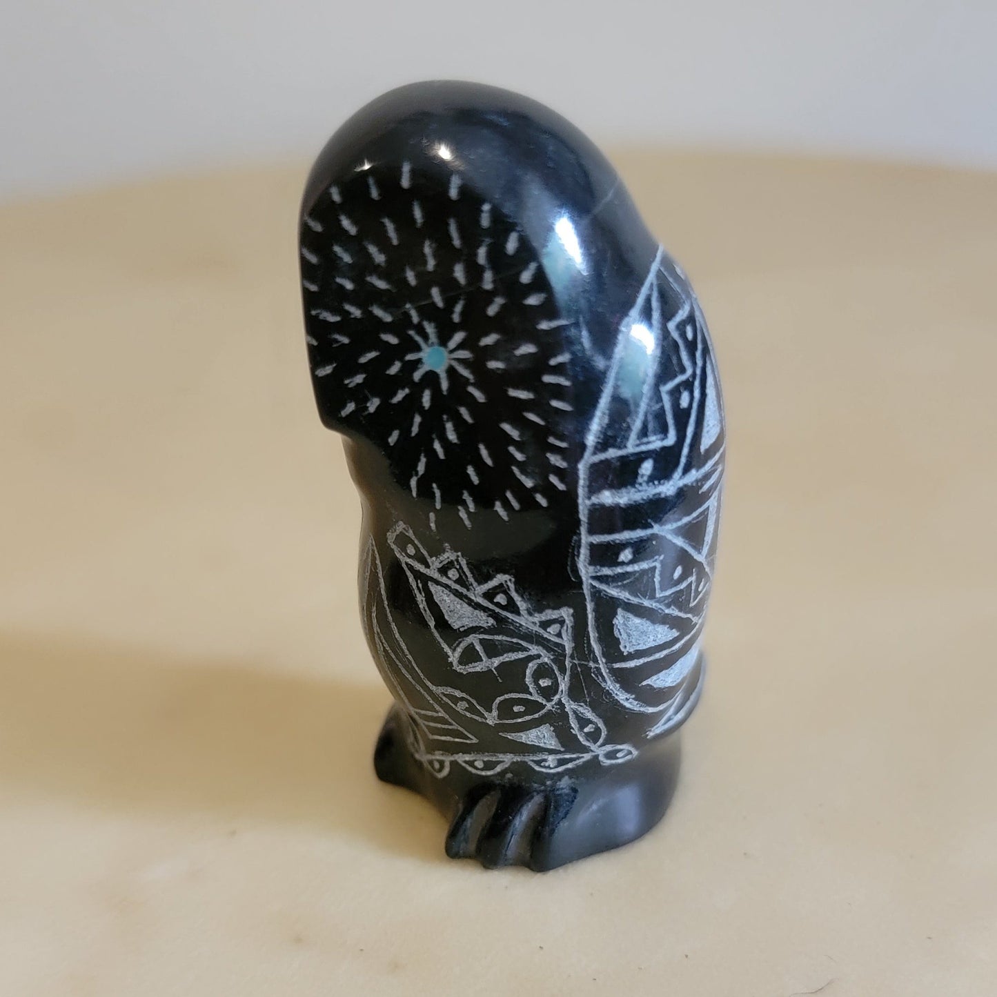 Curtis Garcia Perfect Black Marble Zuni Fetish Owl