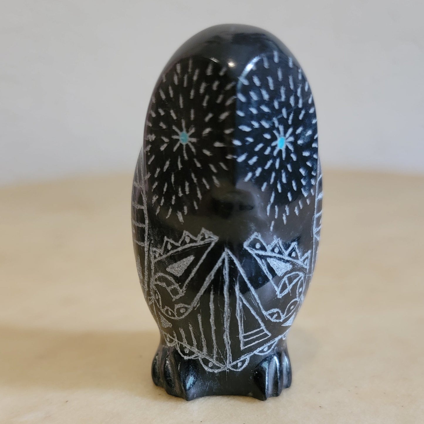 Curtis Garcia Perfect Black Marble Zuni Fetish Owl