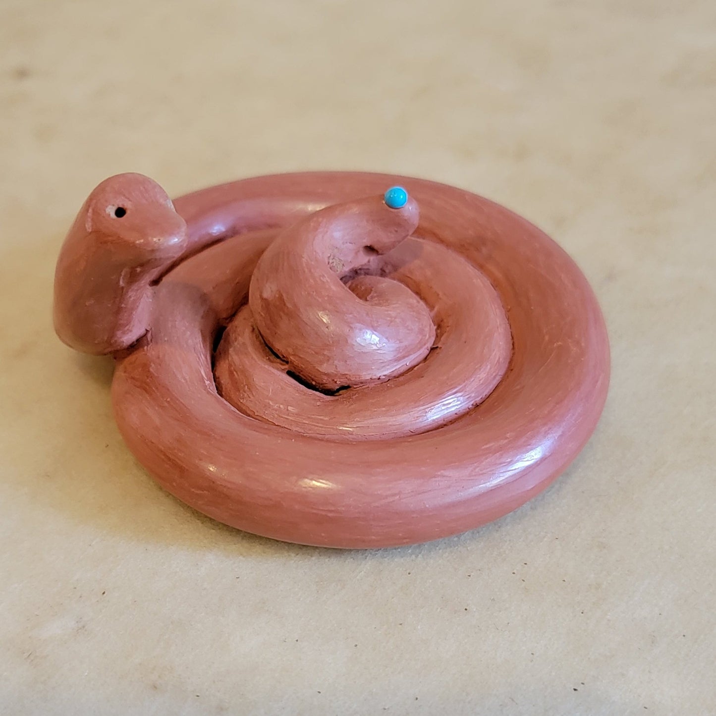 Amalia Vadez Redware Santa Clara Pueblo Pottery Coiled Rattle Snake