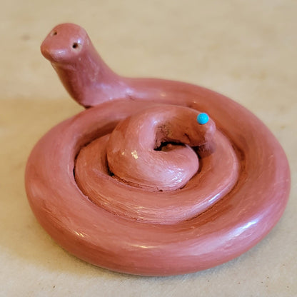 Amalia Vadez Redware Santa Clara Pueblo Pottery Coiled Rattle Snake