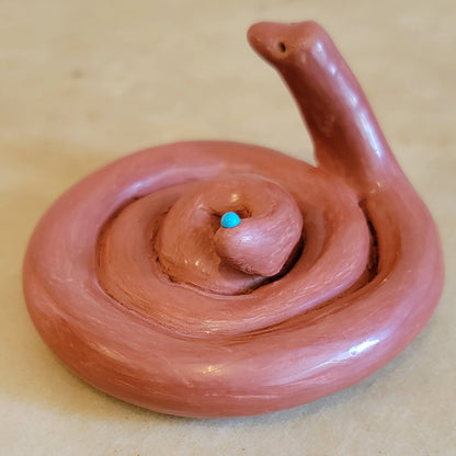 Amalia Vadez Redware Santa Clara Pueblo Pottery Coiled Rattle Snake