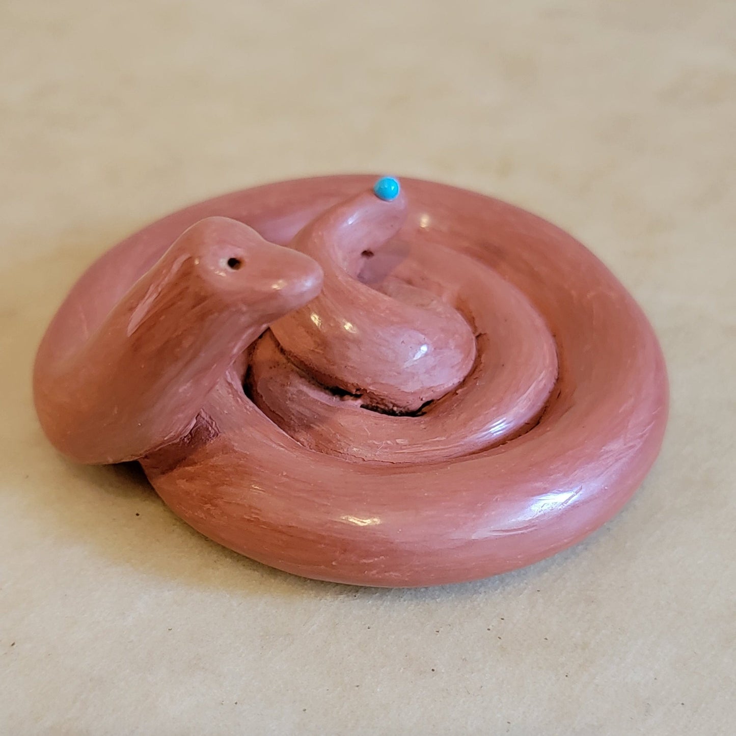 Amalia Vadez Redware Santa Clara Pueblo Pottery Coiled Rattle Snake