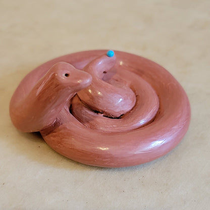 Amalia Vadez Redware Santa Clara Pueblo Pottery Coiled Rattle Snake