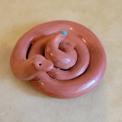 Amalia Vadez Redware Santa Clara Pueblo Pottery Coiled Rattle Snake