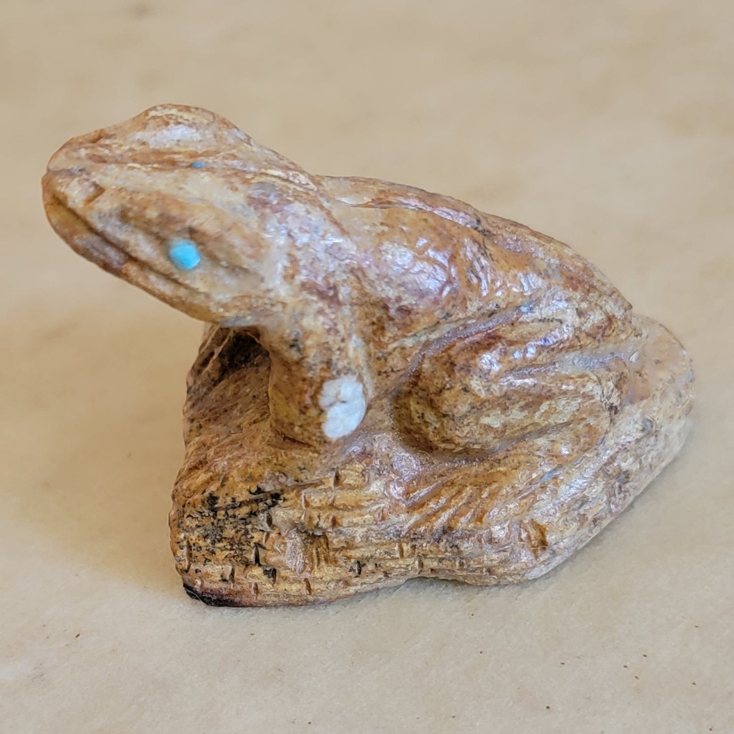 Herbert Him Very Traditional Picasso Marble Frog Atop A Pueblo Zuni Fetish