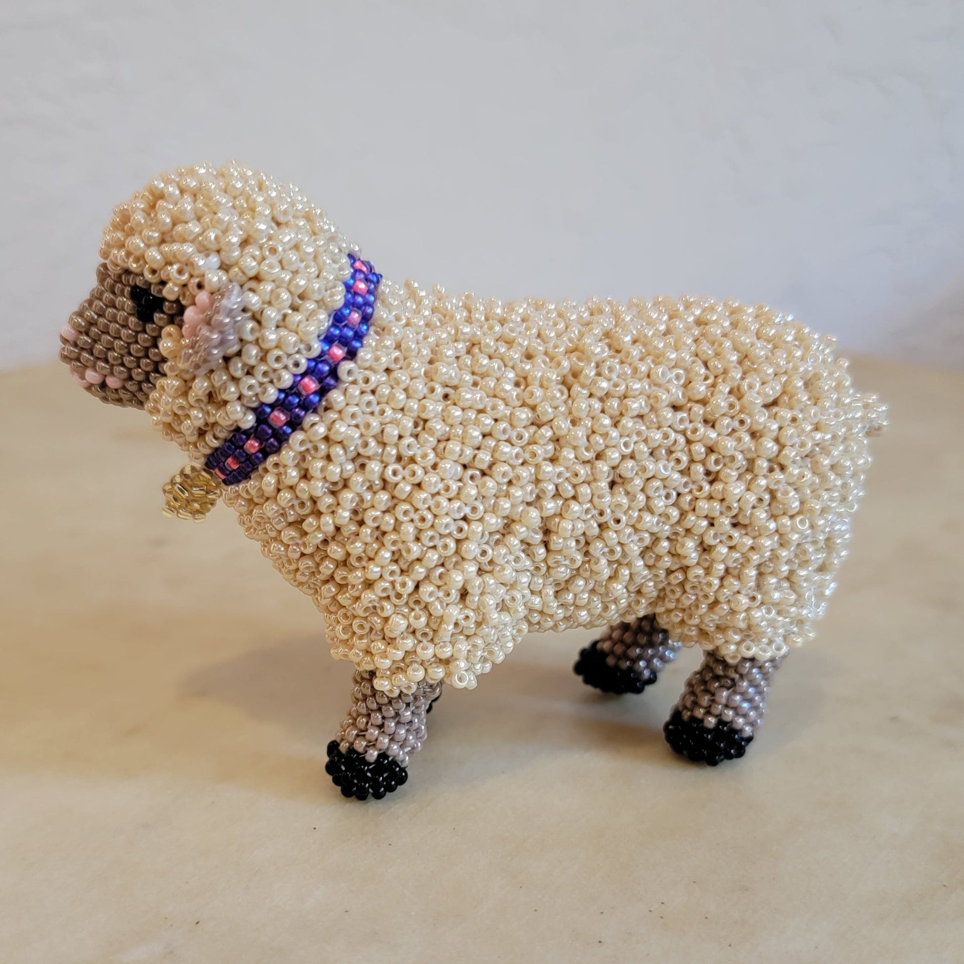 Faron Gahachu Fully Beaded Sheep w/ Beaded "Bell" Zuni Indian Beadwork