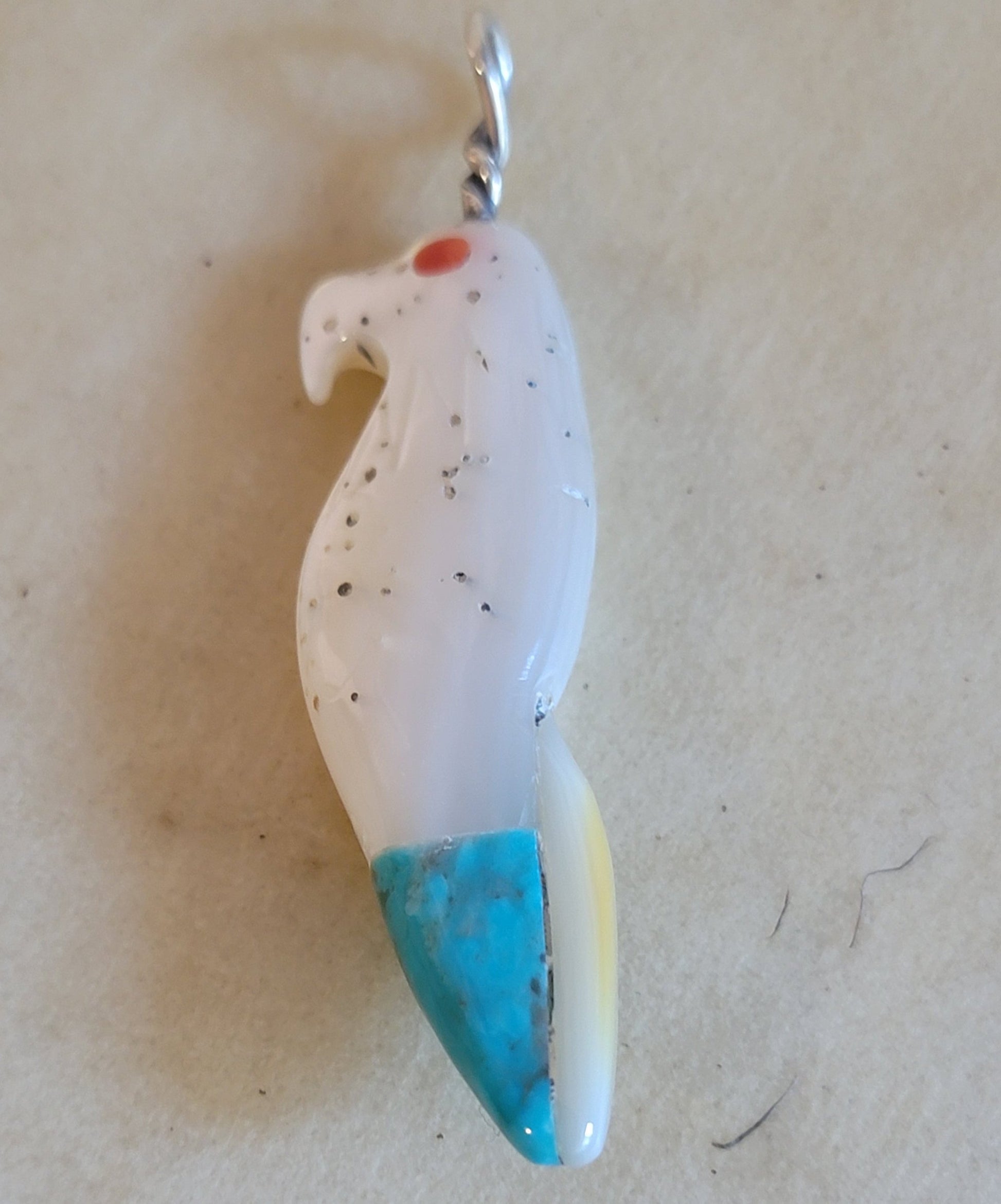 Daniel Chattin Mother of Pearl Zuni Eagle Pendant Indian Jewelry