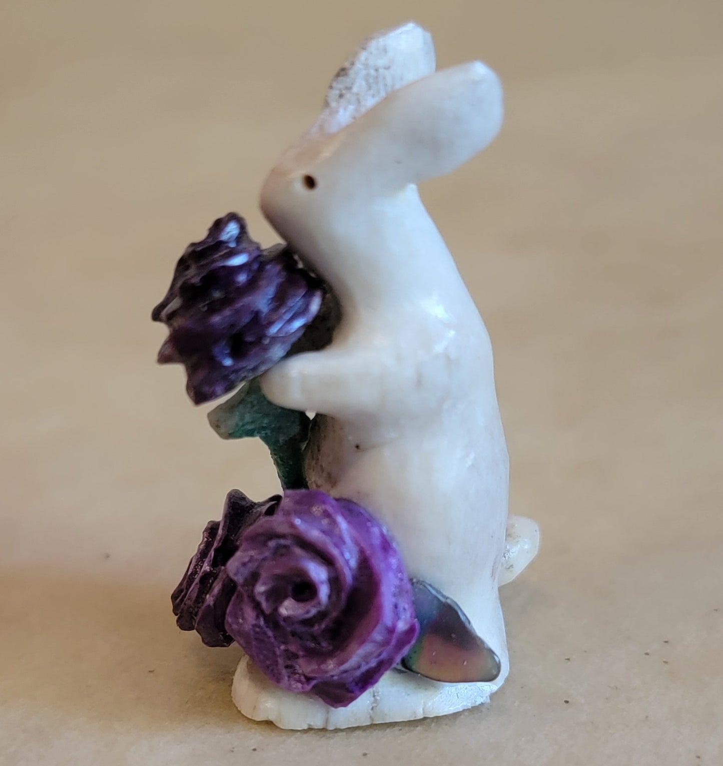 Antler Bunny Rabbit w/Flowers Zuni Fetish