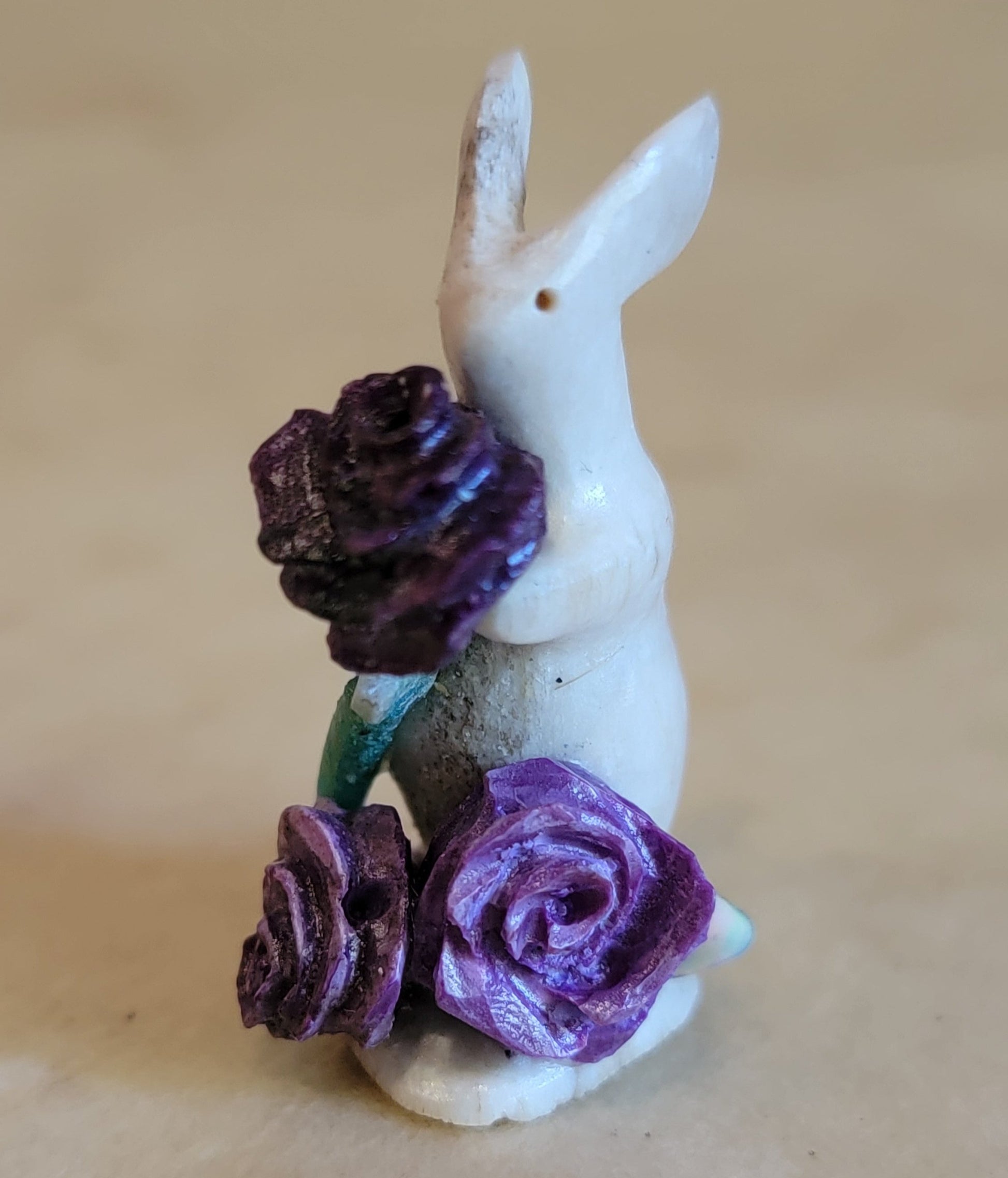 Ruben Najera antler bunny rabbit with flowers zuni fetish