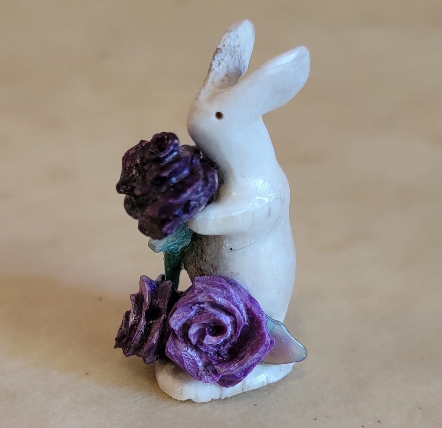 Ruben Najera antler bunny rabbit with flowers zuni fetish